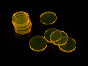 Żetony okrągłe, 10 sztuk, FLUO, przezroczyste -  żółte, 22 mm