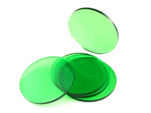 Kształty akrylowe - transparentne, zielone, 5 sztuk, koła, 60x3 mm