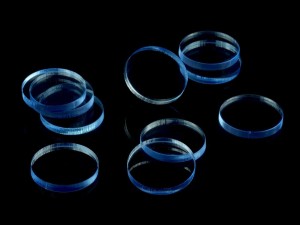 Kształty akrylowe - transparentne, niebieskie(FLUO), 10 sztuk, koła, 22x3 mm