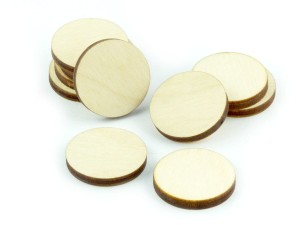 Kształty drewniane - naturalne, 10 sztuk, koła 20x3 mm