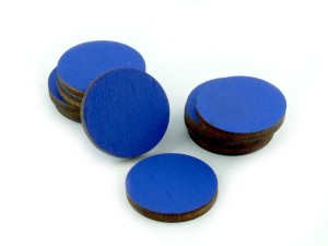 Kształty drewniane - niebieskie, 10 sztuk, koła, 22x3 mm