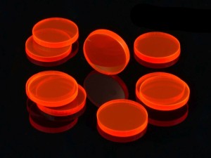 Żetony okrągłe, 10 sztuk, FLUO, przezroczyste -  czerwone, 22 mm