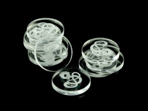 Żetony okrągłe z grafiką smoka (v2), 10 sztuk, przezroczyste, 22 mm