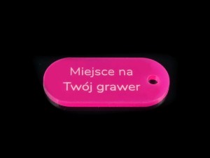 Brelok 5 cm, różowy nieprzezroczysty, z grawerunkiem