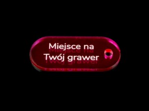 Brelok 5 cm, różowy przezroczysty, z grawerunkiem