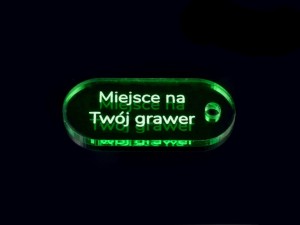 Brelok 5 cm, zielony przezroczysty, z grawerunkiem