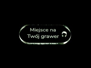 Brelok 5 cm, bezbarwny przezroczysty, z grawerunkiem 