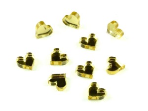 Serca, złote lustro, plexi 10x3 mm, 10 sztuk