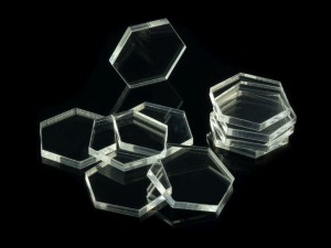 Podstawki pod figurki, 10 sztuk, kształt sześciokąta, transparentne,  25x3 mm