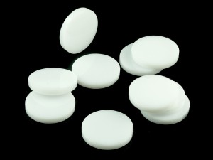 Kształty akrylowe - białe, 10 sztuk, koła, 15x3 mm