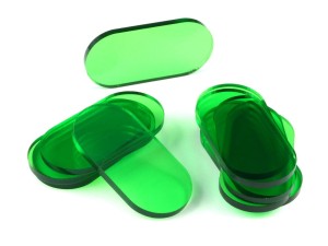  Podstawki pod figurki, 10 sztuk, kształt pigułki, transparentne-zielone, 25x50x3 mm