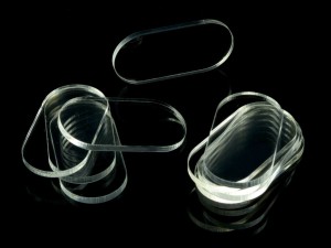 Podstawki pod figurki, 10 sztuk, kształt pigułki, transparentne,  25x50x3 mm