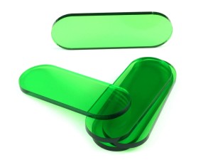 Podstawki pod figurki, 5 sztuk, kształt pigułki, transparentne-zielone, 25x70x3 mm