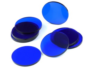 Podstawki pod figurki, 10 sztuk, okrągłe, transparentne-niebieskie, 50x3 mm