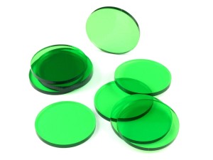 Podstawki pod figurki, 10 sztuk, okrągłe, transparentne-zielone, 50x3 mm