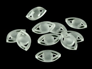 Żetony satynowe w kształcie oka, 10 sztuk, długość ok. 22 mm