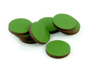 Żetony okrągłe, 10 sztuk, drewniane - zielone, 22 mm
